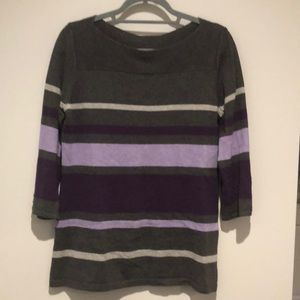 END OF YEAR SALE! |  Karen Scott Dark Grey & Purple Striped Sweater Top